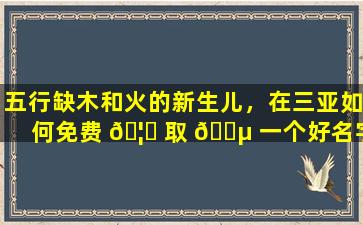 五行缺木和火的新生儿，在三亚如何免费 🦆 取 🐵 一个好名字